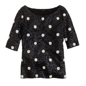 J. Crew black and white sequins blouse